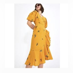 Farm Rio Jungle Tucanos Midi Wrap Dress